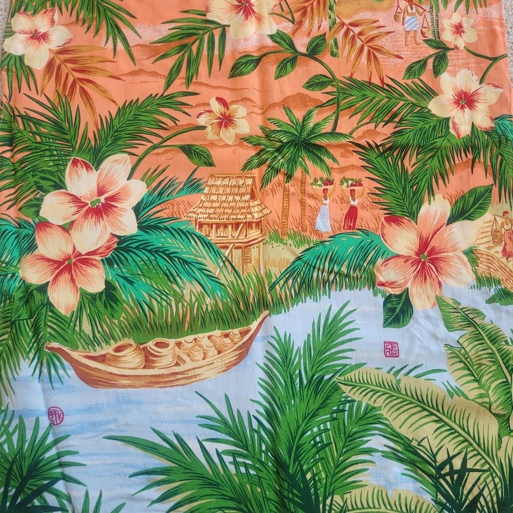 Baja Blue Orange Tropical Floral Maxi Dress Boho Beach Vacation Sz M - Picture 8 of 10